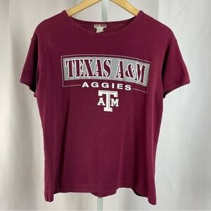Red Oak Texas A & M Small Aggies Maroon Crewneck Graphic Tee Logo Sports College